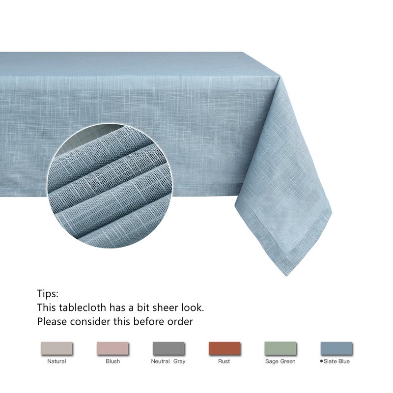 maxmill Lux Faux Linen Table Cloth with Slubby Texture Wrinkle Resistant Anti-Shrink Soft Tablecloth for Kitchen Dining Tabletop for Buffet Banquet Parties Rectangle 60 x 140 Inch Slate Blue - Image 5